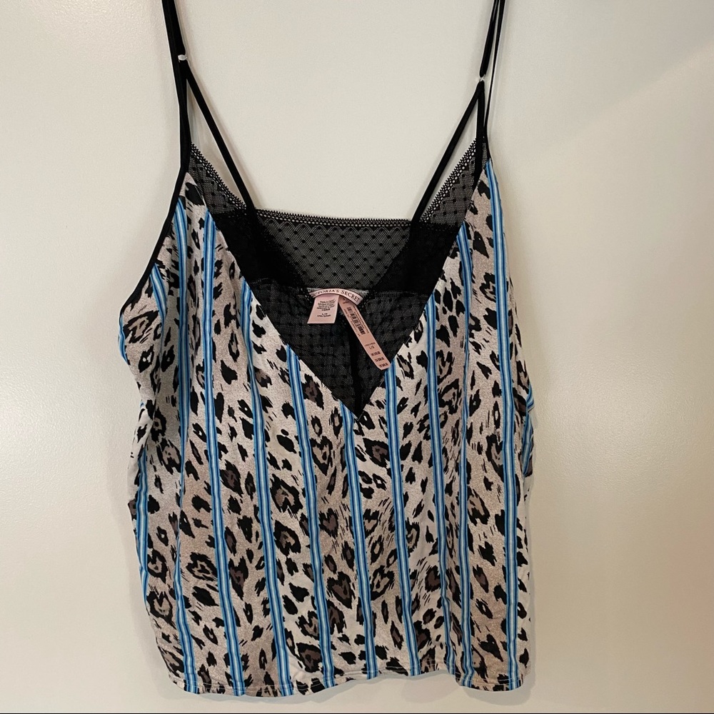Victoria’s Secret Crop Lingerie Shirt Lace Black Size Large